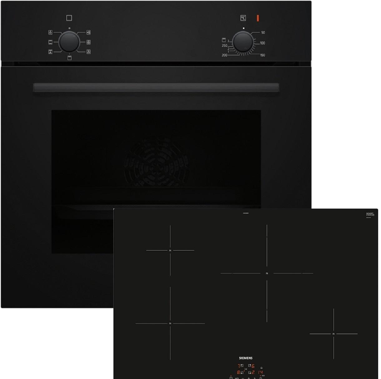 Siemens Einbau-Backofen-Set EQPOWER05I, HB010FBA1 + EH83KBEB5E, Einbau-Backofen, Induktionskochfeld