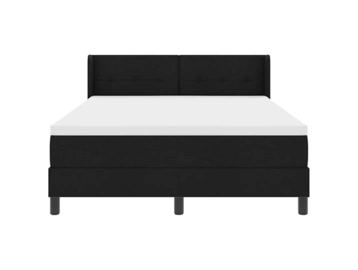KTHLBRH Boxspringbett mit Kopfteil schwarz 200 x 140 cm Stoff Kopfteil verstellbar, 2 Stufen, Taschenfedern, massives Kiefernholz, Unterstützung 280 kg, minimalistisches Design