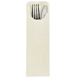 PAPSTAR 100 Bestecktaschen 23,5 cm x 7,3 cm creme inklusive farbiger Bistro Serviette