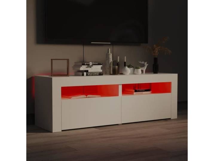 Meuble TV LED Blanc 120x35x40 cm - VINGVO - Contemporain - Design - Laqué