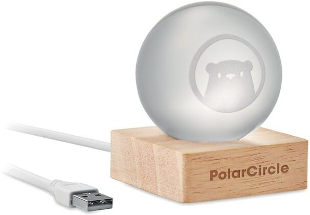 LIGHT Sphère en verre LED Bois