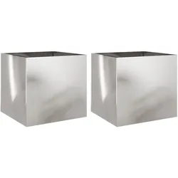 Helloshop26 - Pflanzkübel Hochbeet Pflanzen Blumen Garten Terrassen 2er Set silber 42 x 40 x 39 cm Edelstahl Silber 02_0039012