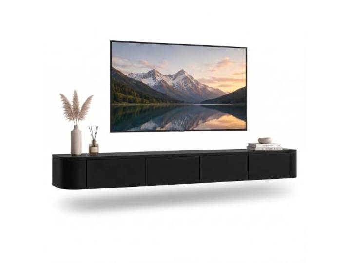 Kroscro TV Lowboard Hängend mit Stauraum, Wand TV Board aus Kieferholz Modernes TV Schrank Hängend, Praktischer Stauraum und Eleganter Optik, Vormontierter Lowboard Hängend für das Wohnzimmer
