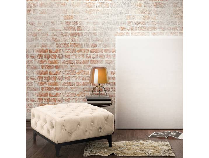 Polsterhocker 80 x 45 x 80cm Beige Samt Ravi: Creme