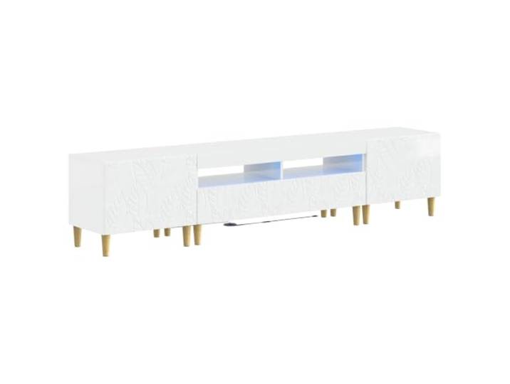GKHPYURE TV-Schrank LED 3 Stück weiß glänzend aus technischem Holz Einstellbare LED-Streifenlichter, 90° umkehrbare Türen, Holztechnik, feuchtigkeitsbeständig