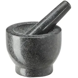 KHG Mörser mit Stößel   ¦ grau ¦ Granit ¦ Maße (cm): H: 8  Ø: 10.0