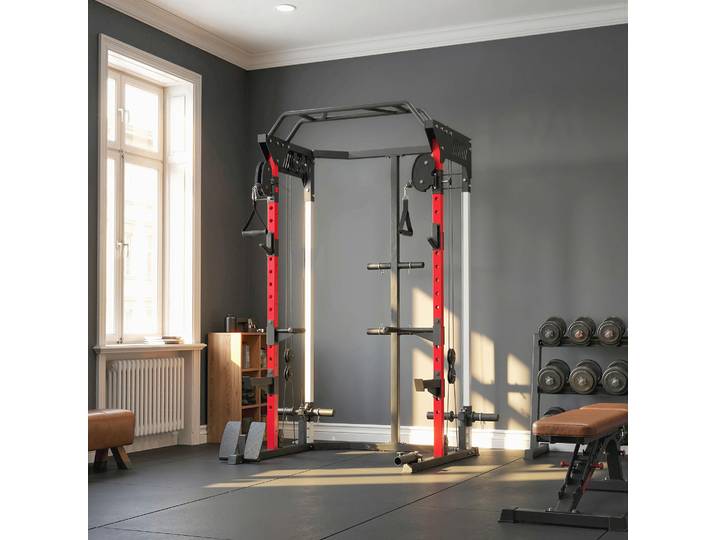 SPORTNOW Power Rack 900kg Double Poulie Home Gym Noir