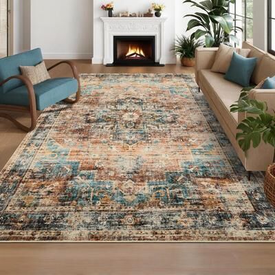 Garvee Vintage Medallion Print Area Rug