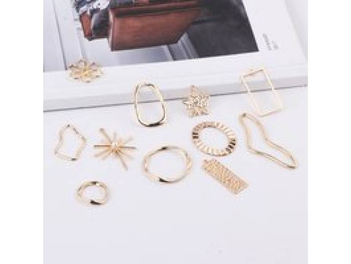 10Pcs Diy Accessoires Legering Geometrie Holle Persoonlijkheid Ronde Rechthoekige Ster Bloem Handgemaakte Materiaal Hanger Oorbel Charmes