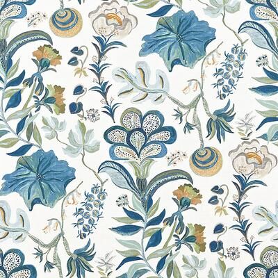 Isadore Blue Fabric by the Yard - Ballard Designs