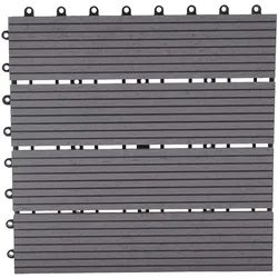 Mendler WPC Bodenfliese Rhone, Holzoptik Balkon/Terrasse, 11x je 30x30cm = 1qm ~ Premium, grau linear