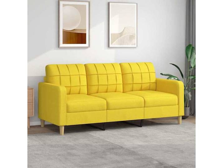 BEWI®Canapé à 3 places/3 PERSONNES - Chaise de canapé fixe - Canapé d'amour Jaune clair 180 cm Tissu &FR99614