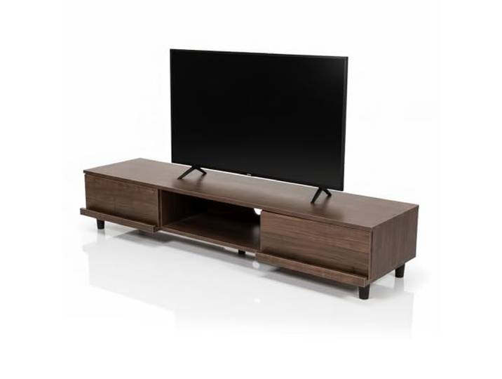 Iris Ohyama, Lowboard, Fernsehtisch, TV-Bank, TV-Halterung für bis zu 65-Zoll-Bildschirme, 4 Regale, Kabelauslass, Zeitgenössisch, Schlafzimmer, Wohnzimmer - TV Cabinet BAB-150A - Braun
