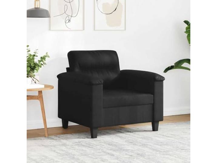 HEFZGDB Sessel Schwarz 60 cm Mikrofasergewebe Moderner Wohnzimmerstuhl mit Metallgestell für Langlebigkeit und Stabilität, Dick Gepolstert für Bequemes Sitzerlebnis, Fleckenresistent