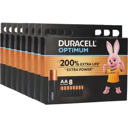 64x Duracell MN1500 AA Mignon Batterie Optimum (8x 8er Blister)