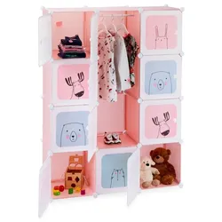 Relaxdays Steckregal Kinderzimmer mit 12 Fächern Weiß,Hellblau,Rosa