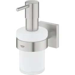 Grohe, Seifenspender + Seifenschale, Start Cube QuickFix Seifenspender mit Halter, klebbar, supersteel