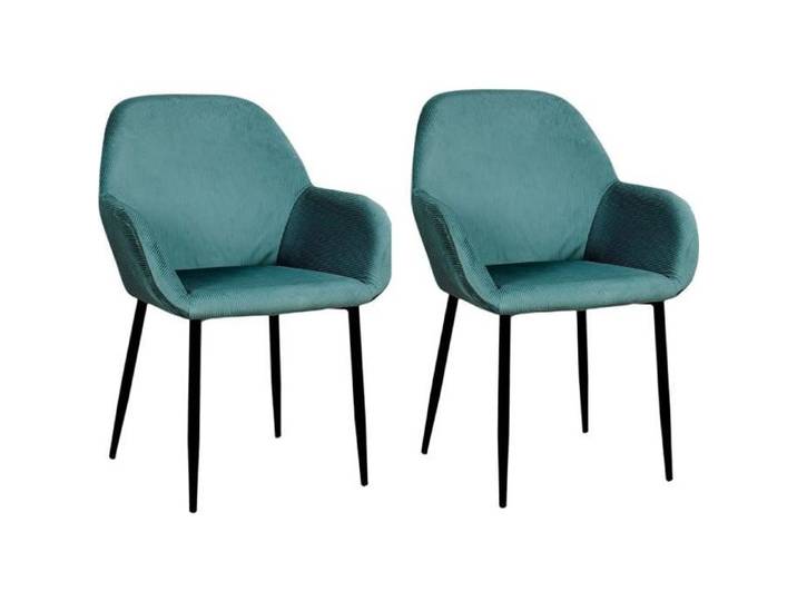 Toilinux - Lot de 2 Fauteuils de table Giulia effet velours - Bleu canard