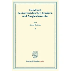 Handbuch des österreichischen Konkurs- und Ausgleichsrechtes., Fachbücher von Anton Rintelen