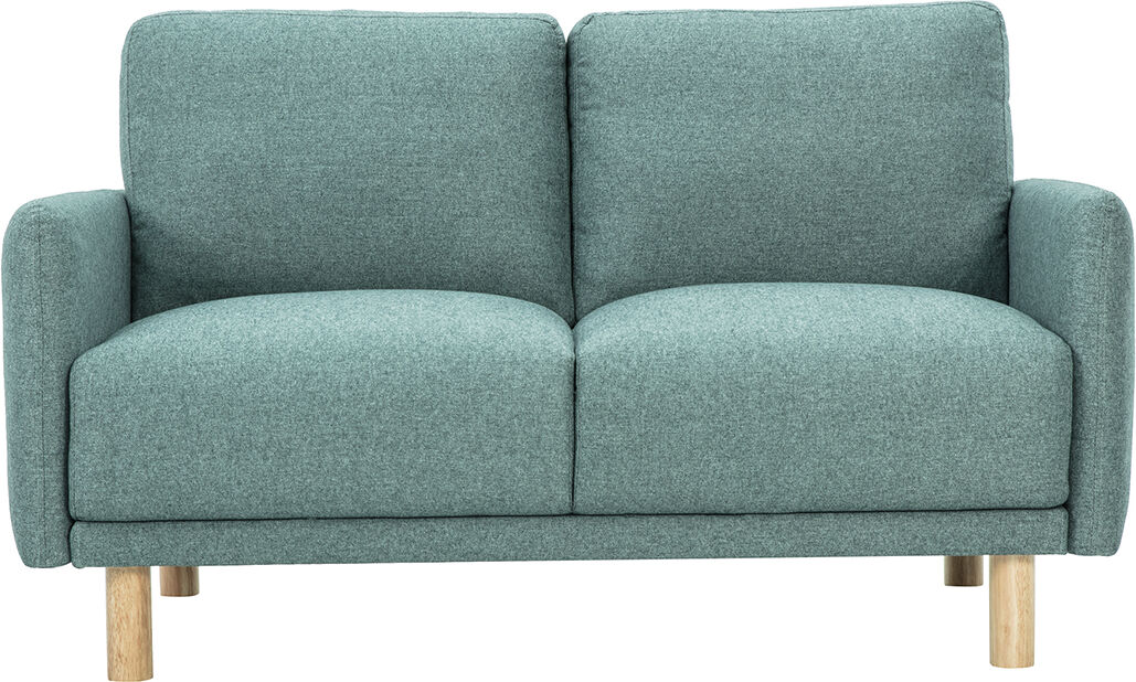 Miliboo Canapé design 2 places en tissu vert de gris et bois clair BONO