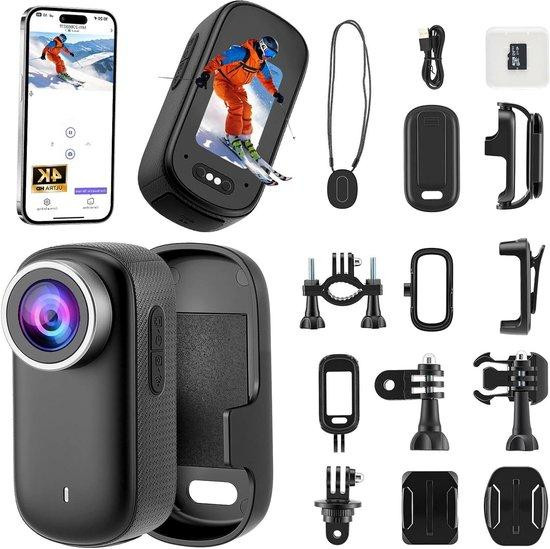 Mini Actiecamera Zwart met 180° Draaibaar Scherm en 30m Waterdichte Bodycam