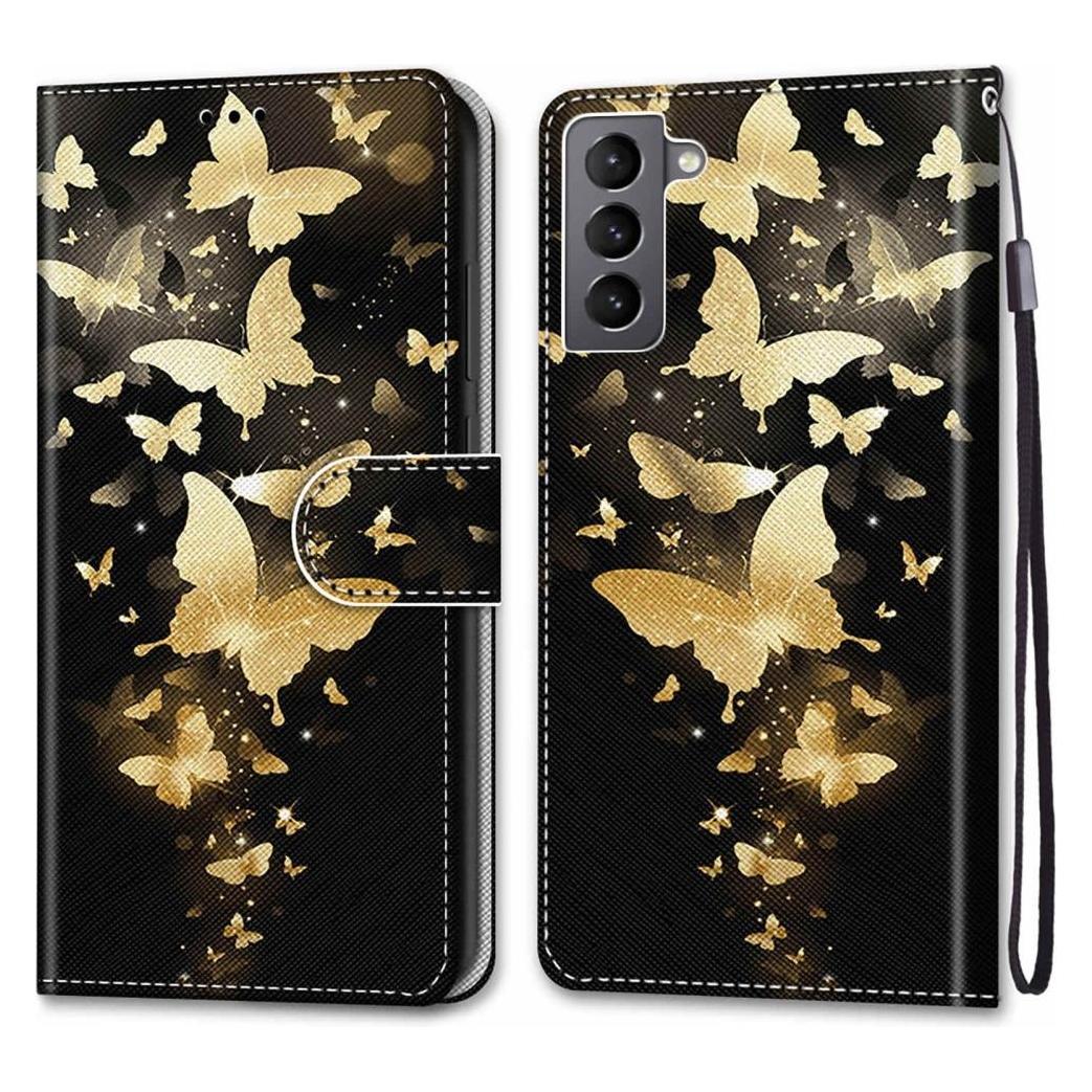 Cover-Discount Galaxy S22 - Leder Hülle Etui Schmetterlinge gold (Samsung Galaxy S22) (101241828N)