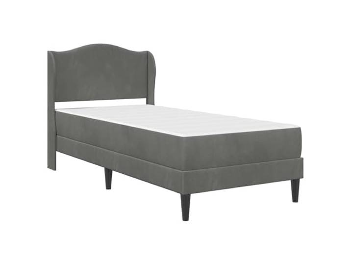 SKTQYQO Bettgestell dunkelgrau 90 x 190 cm Samt Holz und Metall, feste Latten, bequemes Kopfteil, praktischer Unterbett, einfache Montage