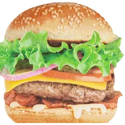 Home Fashion, Big Burger, Lunch-Servietten 32 cm x 31 cm, 1/4 Falz, aufgestanzt im Burgerformat, 12 Stück pro Pack, 12 Pack pro Karton