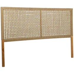 BETTKOPFTEIL aus Holz und geflochtenem Seil, braun, 160x3x110