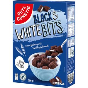 Gut&Günstig Cornflakes Black&White Bits, 500 g, mit Cremefüllung, aus Getreide mit 26% Vollkornanteil