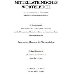 Mittellateinisches Wörterbuch 50. Lieferung (intrepidus - irroro), Fachbücher