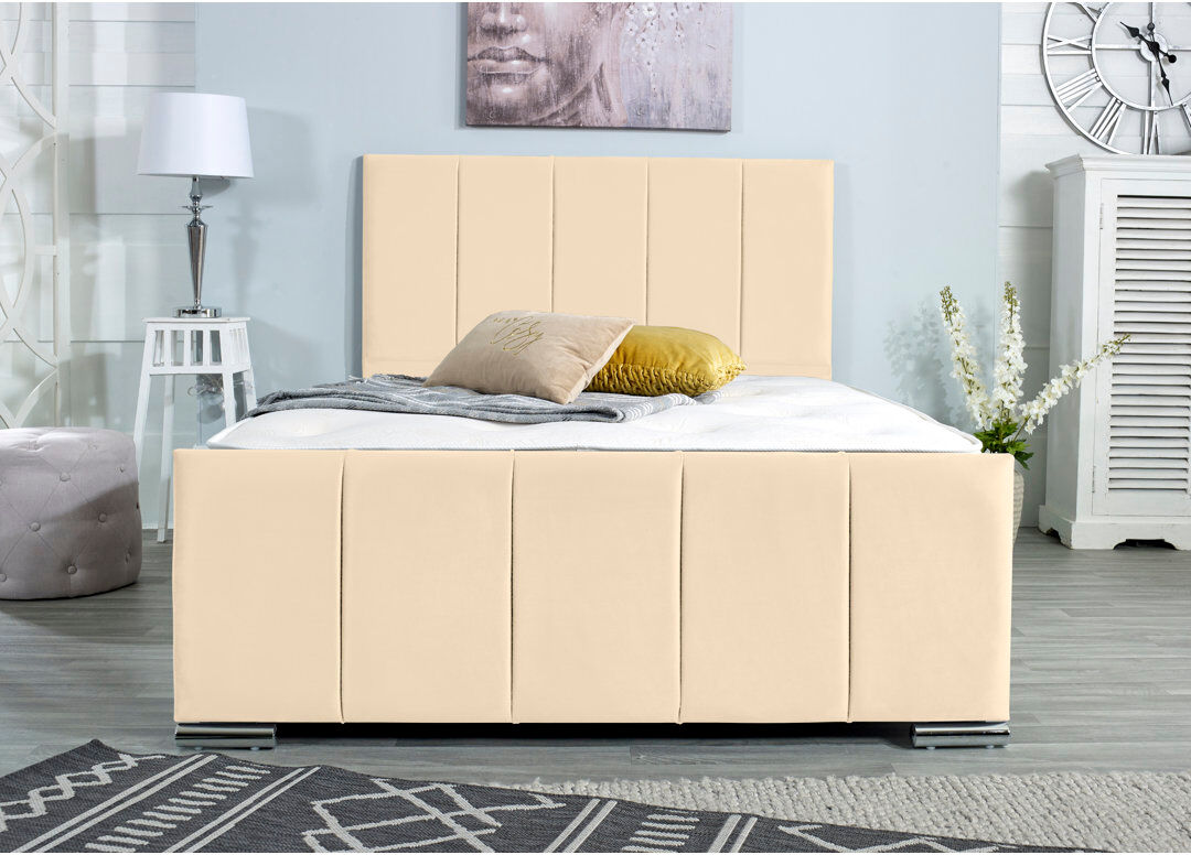 Wayfair Sleep Rossing Upholstered Bed Frame Cream Kingsize (5')