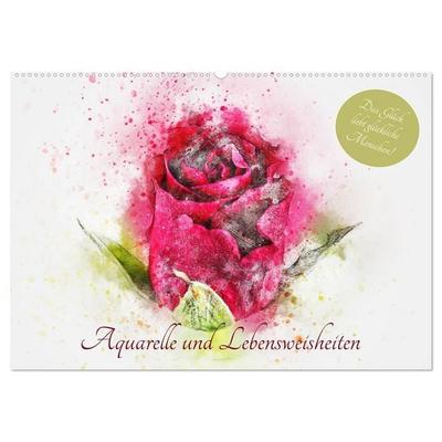 Aquarelle und Lebensweisheiten (Wandkalender 2027 DIN A2 quer), CALVENDO Monatskalender