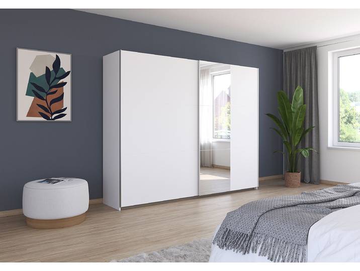 Armoire coulisses Aurelio - Miroir 261cm Blanc/Blanc alpin Classic