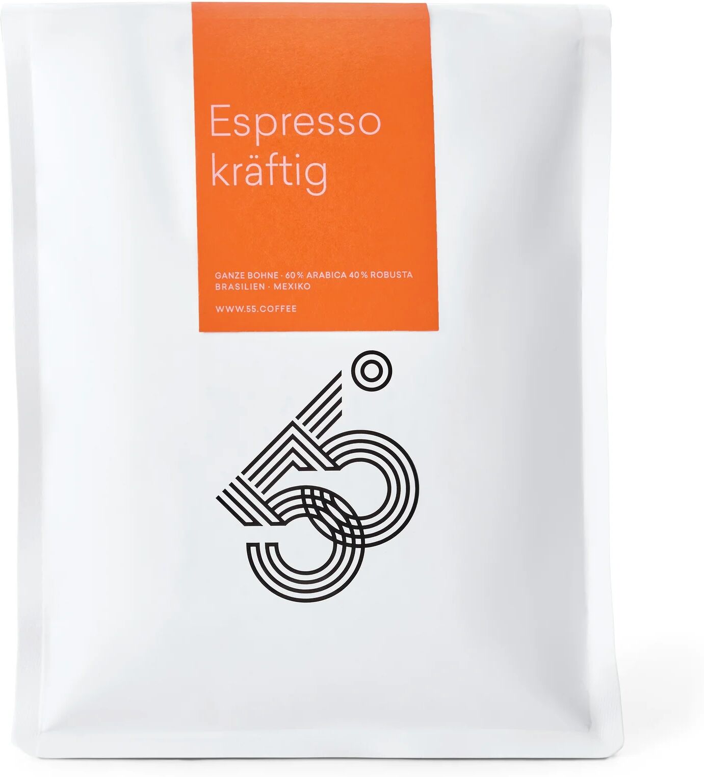 55 Degrees - Espresso kräftig - 1 kg Ganze Bohne - Intensität: 5/6