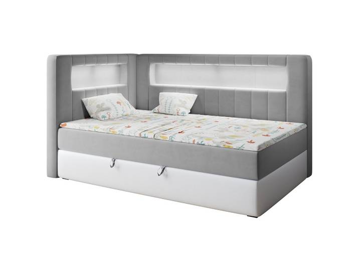 BOXSPRINGBETT JUNIOR GOLD 3 90/200 Grau/Weiß - linke Seite
