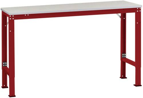 Manuflex AU7137.3003 Arbeits-Grundtisch UNIVERSAL Spezial mit Kunststoffplatte, BxTxH = 2000x1200x722-1022mm Rubin-Rot