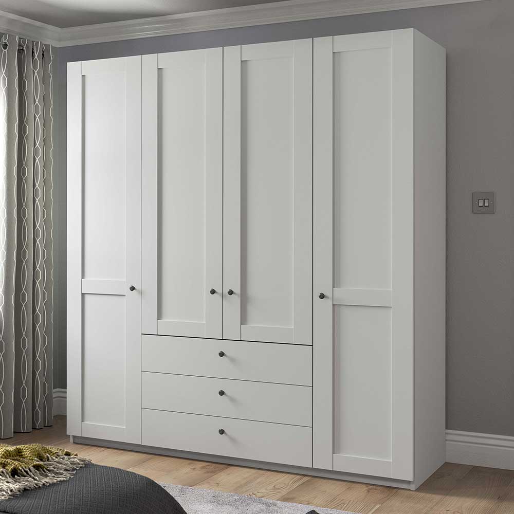 Pharao24.de Kleiderschrank Landhaus weiß 200 cm breit Made in Germany