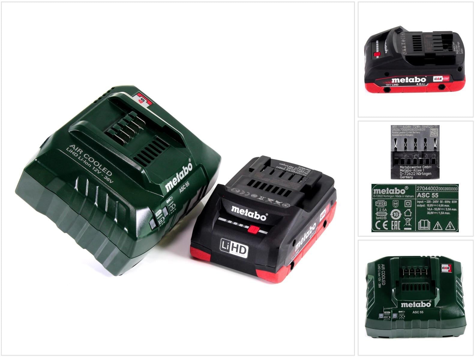 Metabo Accu Basisset 18V met 1x LiHD 4,0Ah accu en ASC 55 oplader
