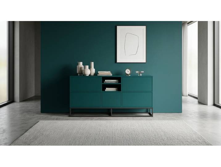Grünes Sideboard aus lackiertem MDF MDF Lackiert Blau­grün