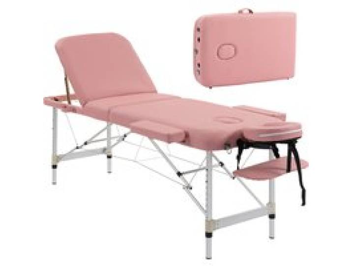 Homcom Opvouwbare massagetafel met hoofdsteun Roze aluminium structuur