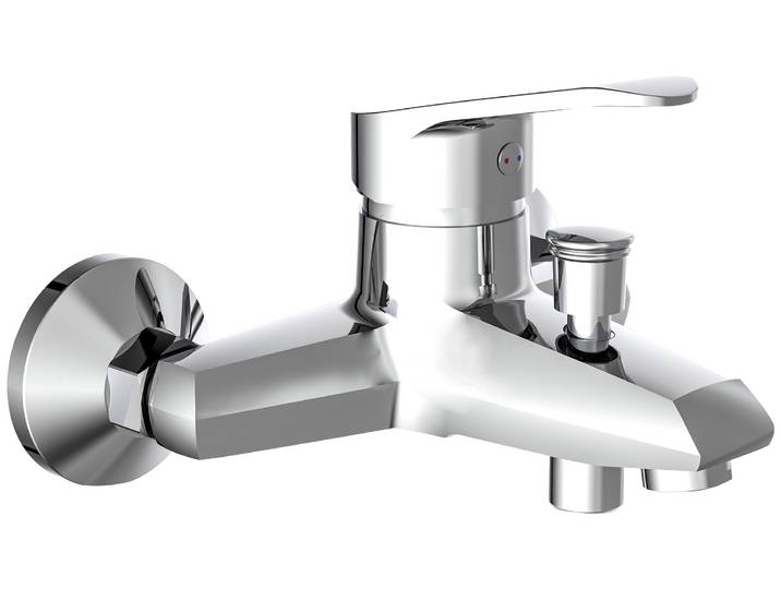 Wannenarmatur SCHÜTTE Tessa , grau (chrom), B:18cm H:12cm T:14,8cm, Kunststoff, Messing, Metall, Armaturen, Wannenarmatur, Mischbatterie Badewanne, Wasserhahn Bad, Wannenarmatur in Chrom