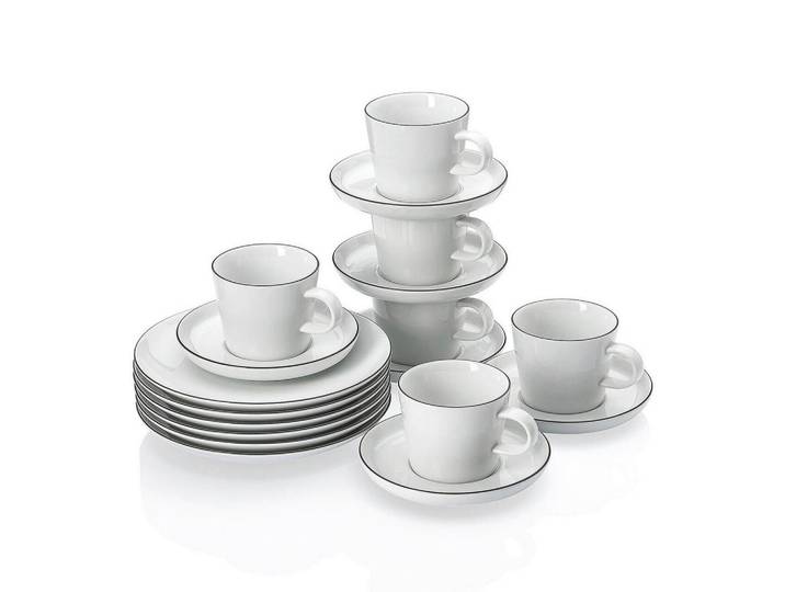 Rosenthal Kaffeeset Cucina-Basic - Colori Black, Schwarz, Keramik, 18-teilig, 220 ml,220 ml, 20.4x32.7x29.3 cm, Essen & Trinken, Geschirr, Geschirr-Sets, Kaffeeservice