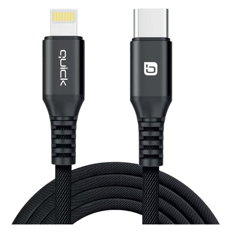 Quick Kabel USB USB-C - Lightning 1.5 m Czarny (4752168141229) (1.50 m) (4752168141229)