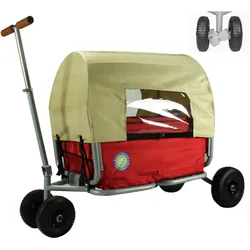Beachtrekker Faltbarer Bollerwagen "LiFe" + Feststellbremse + Verdeck, Rot