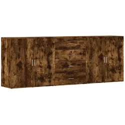 vidaXL Sideboards 3 Stk. Räuchereiche Holzwerkstoff