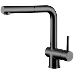Aqua Cucina Küchenarmatur Lago S mit herausziehbarem Auslauf, Schwarz (matt) mit Branding 45001-S