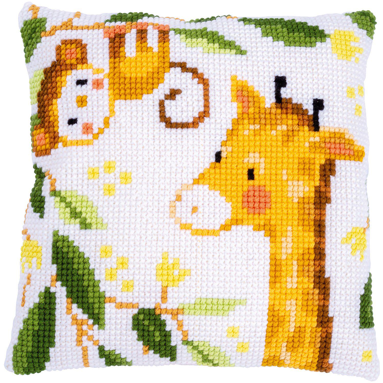Kreuzstichkissen "Affe & Giraffe"