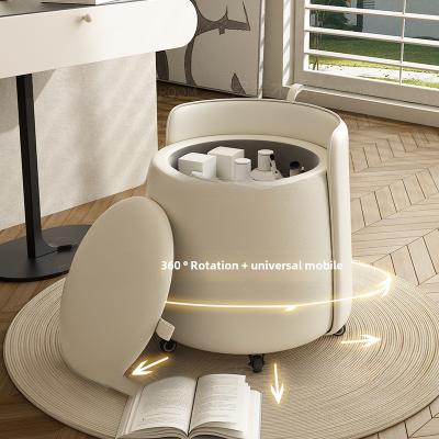 Combo Retail Shop Storage Pulley Makeup Stool With Pulley, Simple And Luxurious Solid Wood Makeup Stool, Backrest Low Coffee Table Stool off white Pulley