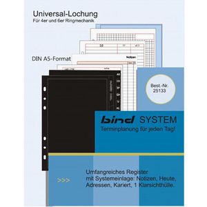 Bind Ersatzeinlagen 25133, Manager Start, A5, für Terminplaner, mit 6-fach Lochung, 65 Blatt